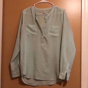 Mint Green long sleeve 1/2 button down blouse